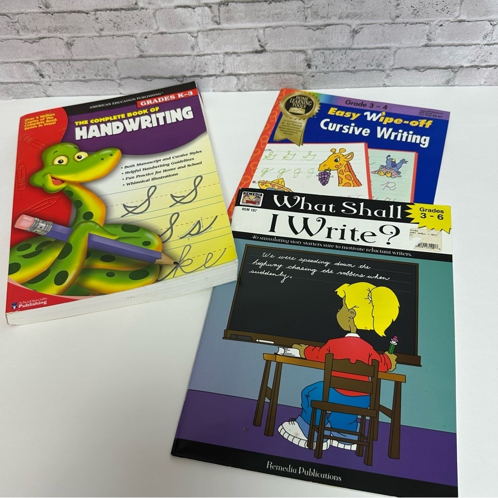 CURSIVE WRITING Lot of 3 Resources Practice Wipe-Off Story Starters